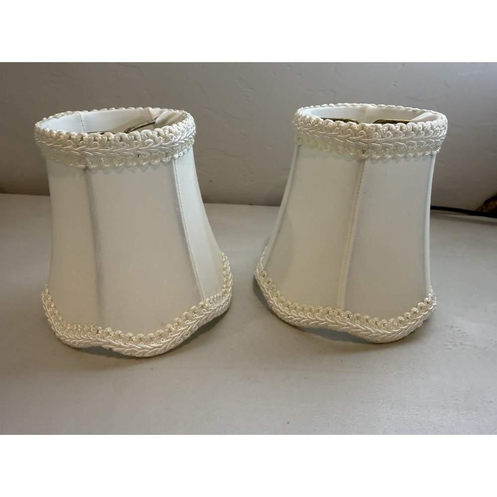 Cream Scallop Edge Clip On‎ Mini Lamp Shades Set Of Two